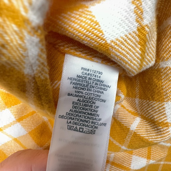 True Religion Plaid Flannel Shirt Men's XL Yellow Button Up Long Sleeve - Picture 11 of 14